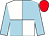 White and light blue quartered, light blue sleeves, red cap (G Berrurier)