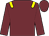 Garnet body, yellow epaulettes, garnet arms, garnet cap (Pegase Bloodstock)