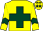 Yellow body, dark green cross, yellow arms, dark green chevron, yellow cap, dark green stars (Le Haras De La Gousserie)