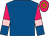 Royal blue, rose and royal blue halved sleeves, pink armlets, gold hoop on rose cap (Patrick Ng Pak Hong, Albert Lee Wai Choi, Francis Lee Lan Yee & Chan Wing Kwong)