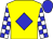 Yellow, blue diamond, white & blue checked sleeves, yellow chevron on blue cap (Chef's Table Syndicate)