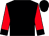 Black, red horseshoe and 'jr' on back, black cuffs on red sleeves (Candelario Barragan)