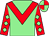 Light green, red chevron, red sleeves, light green diamonds, light green and red quartered cap (Flying High)