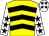 Yellow, black chevrons, white sleeves, black stars, white cap, black stars (Mr Doug Graham)