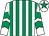 White and emerald green stripes, chevrons on sleeves, white cap, emerald green star (Mr William Stobart)