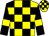 Yellow body, black checked, black arms, yellow armlets, yellow cap, black checked (Bj Lindsay)