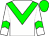 White body, green chevron, white arms, green chevron, green cap (Ecurie Atropas)