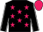 Black body, rose stars, black arms, white seams, rose cap (Mme J Lefrancoisfrancois)