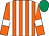 Orange & white stripes, white armlet, emerald green cap (Ms Chiara Bucher)