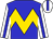 Blue, gold chevron hoop, blue stripe on white sleeves, blue stripe on white cap (Gigi Wong Fook Chi)