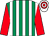 Emerald green and white stripes, red sleeves, white and red hooped cap (Mr G Malanga)