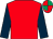 Red, dark blue sleeves, emerald green & red quartered cap (Michael G Mee)