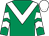 Emerald green, white chevron, white chevrons on sleeves, white cap (Basil Whelan)