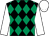 Black & emerald green diamonds, white sleeves & cap (Denis Tarrant)