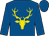 Royal blue, gold stag's head, royal blue cap (Gordon Elliott)