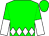 Green, white diamond belt, green and white halved sleeves (Penny Lauer)