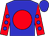 Blue, red ball, blue dots on red sleeves, blue cap (Tomlinson, Matthew And Jordan, Rick G)