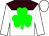 White, brown yoke, green shamrock, red heart and green diamonds on sleeves (Two Hearts Farm, Llc)