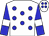 White, blue dots, white bars on blue sleeves (Sovereign Farm Llc)