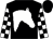 Black, white horses head, white checks on sleeves (Dare To Dream Stable LLC (Michael Faber))