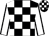 Black and white checked, black seams on white sleeves (Sab Stable Inc)