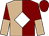 Tan and maroon halves, white diamond, maroon and tan halved sleeves, maroon cap (Chuck Russo)
