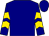 Navy blue, gold chevrons on sleeves (Johnson, R Larry And R D M Racing Stable)
