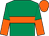 Emerald green, orange hoop, halved sleeves, orange cap (Mr Senta Wong)