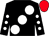 Black, large white spots, black sleeves, white spots, red cap (Mr D B Roberts)