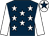 Dark blue, white stars, white sleeves, white cap, dark blue star (E Garcia)