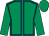 Emerald green, royal blue seams, emerald green sleeves and cap (Mr John Graham & Sarah Hollinshead)