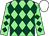LIGHT GREEN and DARK GREEN diamonds, WHITE cap (Mr F Gillespie)