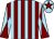 Maroon and light blue stripes, light blue and maroon diabolo on sleeves, light blue cap, maroon star (Mr S L Keightley)