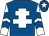 Royal blue, white cross of lorraine, white sleeves, royal blue chevrons, royal blue cap, white star (Tomahawk Syndicate)