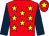 Red, yellow stars, dark blue sleeves, red cap, yellow star (Peter Cullen)