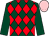 Dark green & red diamonds, dark green sleeves, pink cap (David O'Connell)