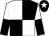 Black & white quartered, halved sleeves, white star on cap (J A Stack)