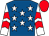 Royal blue, white stars, white sleeves, red chevrons, red cap (James McIngvale)