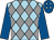 Light blue and grey diamonds, royal blue sleeves, royal blue cap, light blue diamonds (Beachview Corporation Ltd)