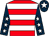 Red & white hoops, dark blue sleeves, white stars, dark blue cap, white star (Miss Jeannie Marie Cook)
