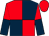 Dark blue & red quartered, halved sleeves, red cap (J P Prunty)