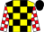 Yellow and black check, white and red check sleeves, black cap (Mr Stephen Price)