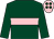 Dark green, pink hoop, dark green sleeves, pink cap, dark green spots (Mrs Mary McDonagh)