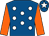 Royal blue, white spots, orange sleeves, royal blue cap, white star (Erindale Syndicate)