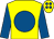 Yellow, royal blue disc & sleeves, royal blue spots on cap (Abbey Lavin Nolan Partnership)