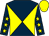 Dark blue and yellow diabolo, dark blue sleeves, yellow stars, yellow cap (Mrs L Folwell And Southbank Racing)