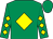 Emerald green, yellow diamond, yellow diamonds on sleeves, emerald green cap (John Quigley)