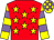 Red, yellow stars, yellow sleeves, mauve hoops, yellow cap, mauve checked (Cheng Keung Fai)