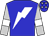 Blue, white lightning bolt, white armlets on silver sleeves, white stars on blue cap (King Kong V Racing Syndicate)