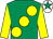 Emerald green, large yellow spots & sleeves, white cap, emerald green star (Under The Bridge Syndicate)